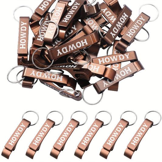 Party Favors Western Metal Bottle-Opener Keychains, 30-Piece Brown Cowboy-Theme Set for Guests