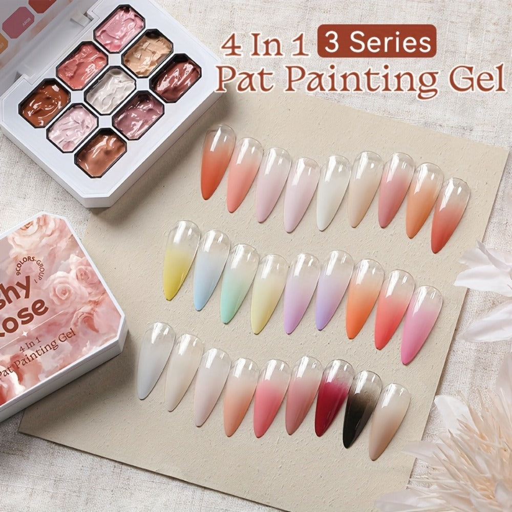 Gel Nail Polish 9-Color Ombre Palette for Gradient and Stamping Art with UV/LED Cure, 7 Series