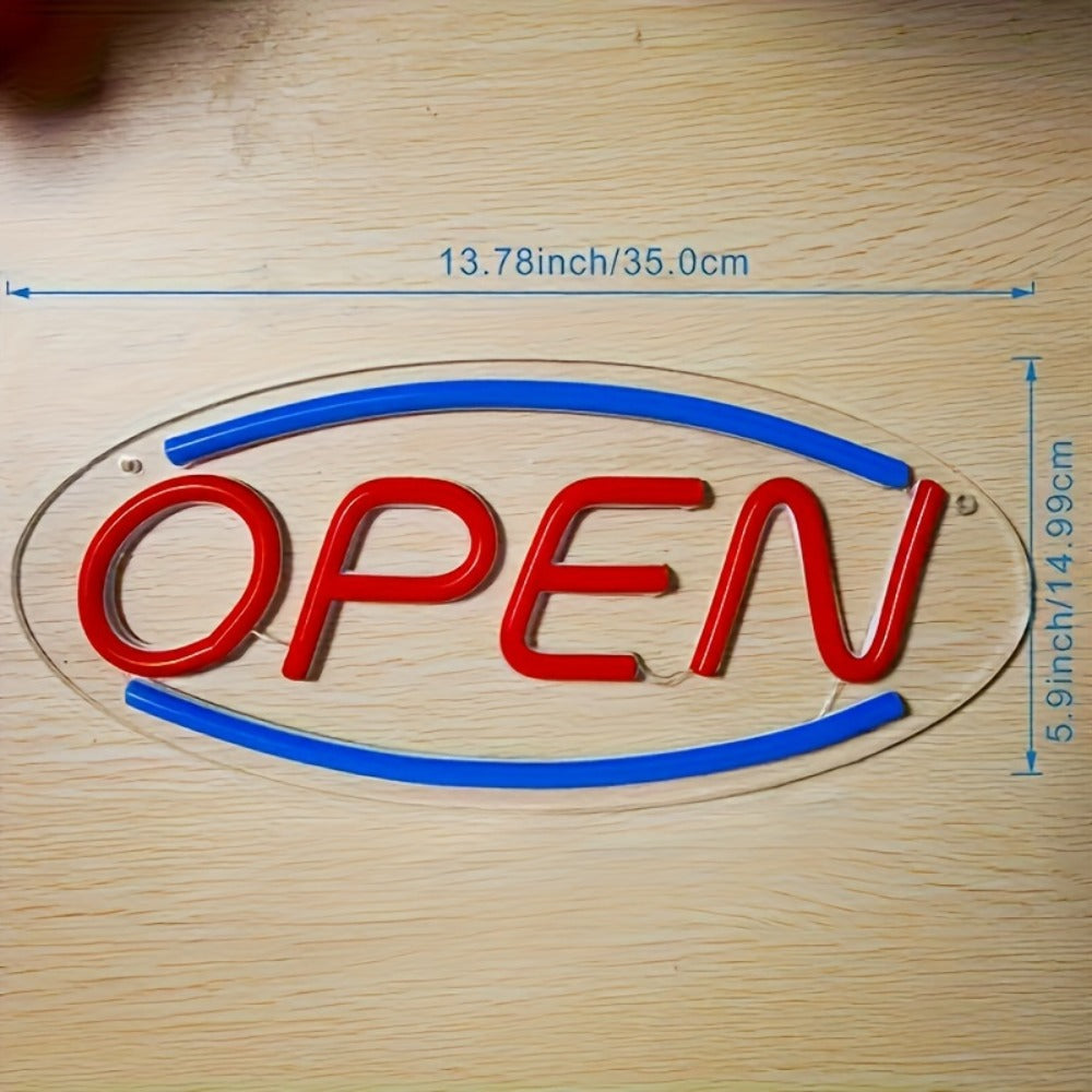 USB-Powered Open Neon-Style Wall Sign Measuring 13.78 x 6.38 Inches with Hanging Chain for Bar or Shop