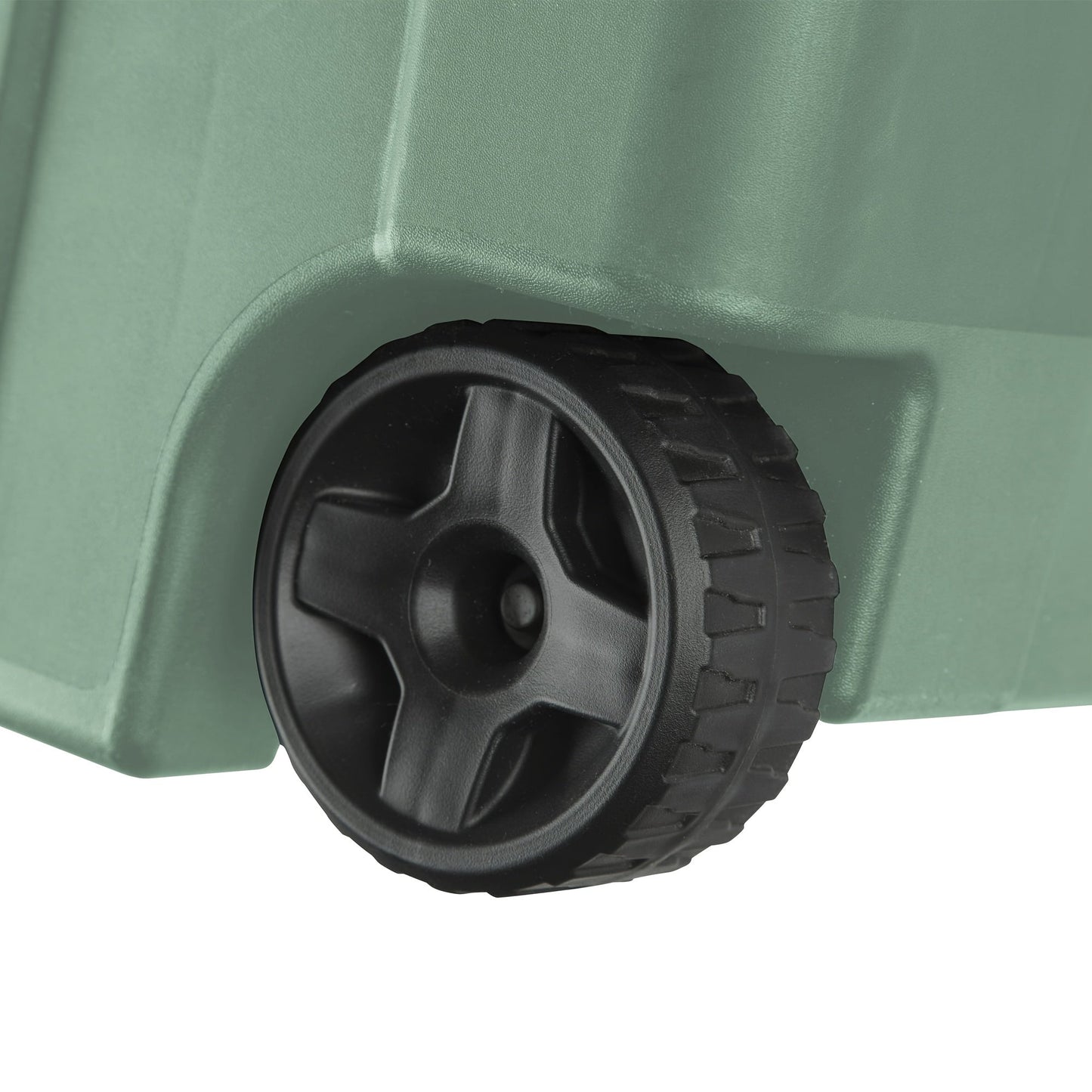 Two-Pack 40-Gallon Green Storage Bins with Latch Lids, Pull Handles and Rear Wheels for Bulk Organization
