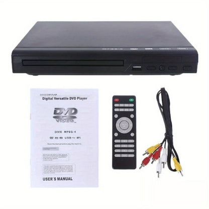 Compact Black DVD Player with RCA Output, USB Port, Remote Control and Approx. 8.78 x 7.09-Inch Body