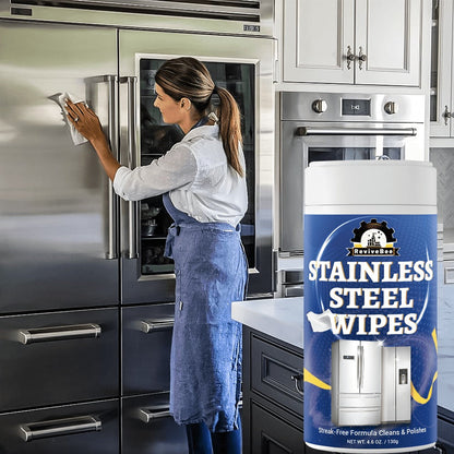 Stainless Steel Cleaning Wipes in One or Two Barrel Packs for Kitchen Appliances, Sinks, Cookware and Surfaces