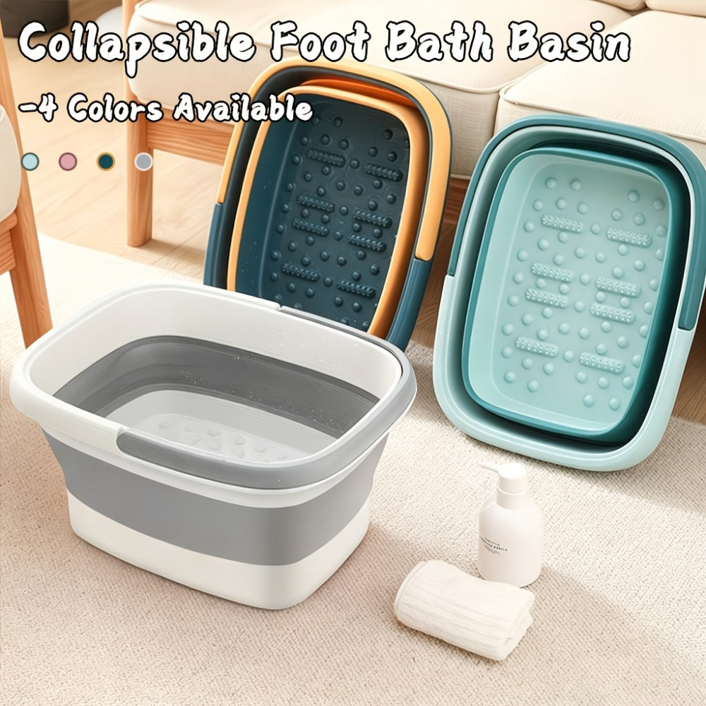 Collapsible Foot Bath Basin with Carry Handle, Raised Footbed Texture and Green, Pink or Yellow Checkout Options