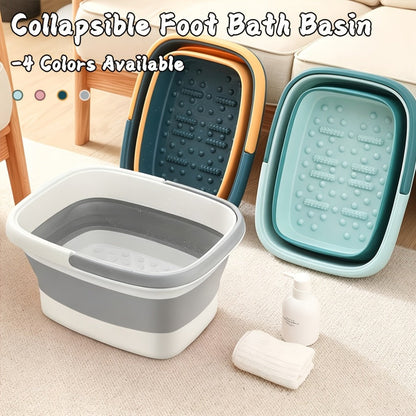 Collapsible Foot Bath Basin with Carry Handle, Raised Footbed Texture and Green, Pink or Yellow Checkout Options