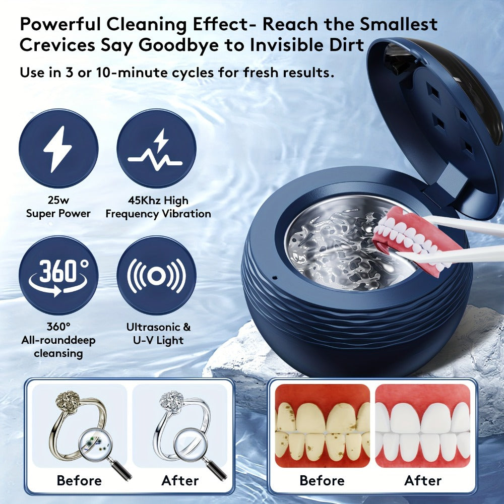 45 kHz Round Ultrasonic Cleaner with Four Timer Modes and Three Color Options for Small Items