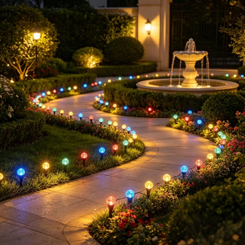 Solar Garden Lights Outdoor 30 Pack Crystal Bubble Ball Ground Spike LED - 8 Modes Waterproof Solar Powered Landscape Fairy Lights for Yard Lawn Pathway Patio Camping Christmas Holiday Decoration