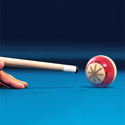 Red Billiard Practice Cue Ball Set with Two Printed Training Patterns, Chalk Cube and Cleaning Cloth