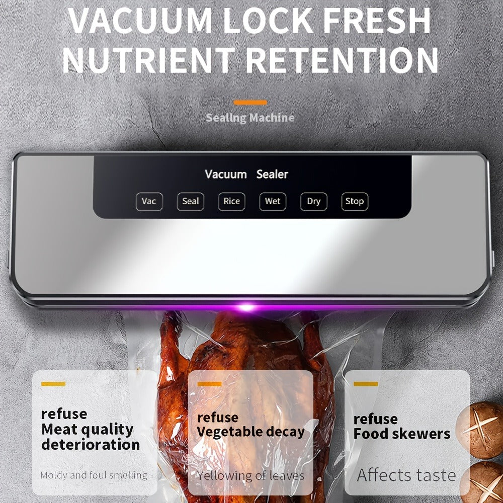65KPa Countertop Vacuum Sealer with Dry and Moist Modes, External Hose, 50 Bags and 30cm Sealing Width