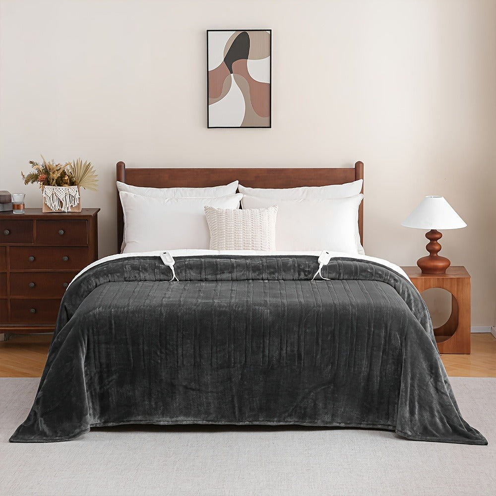 Electric Blanket with Temperature Control and Timer – Extra Large Flannel Heated Blanket, 8 Levels 10-Hour Auto-Off, Machine Washable, PTC+NTC Overheat Protection, Throw Twin Full Queen King