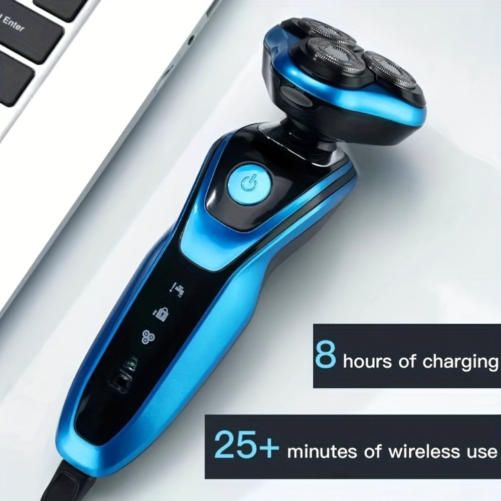 Electric Shaver 3-in-1 Floating-Blade Kit with Nose and Sideburn Trimmers, USB Charging and Digital Display
