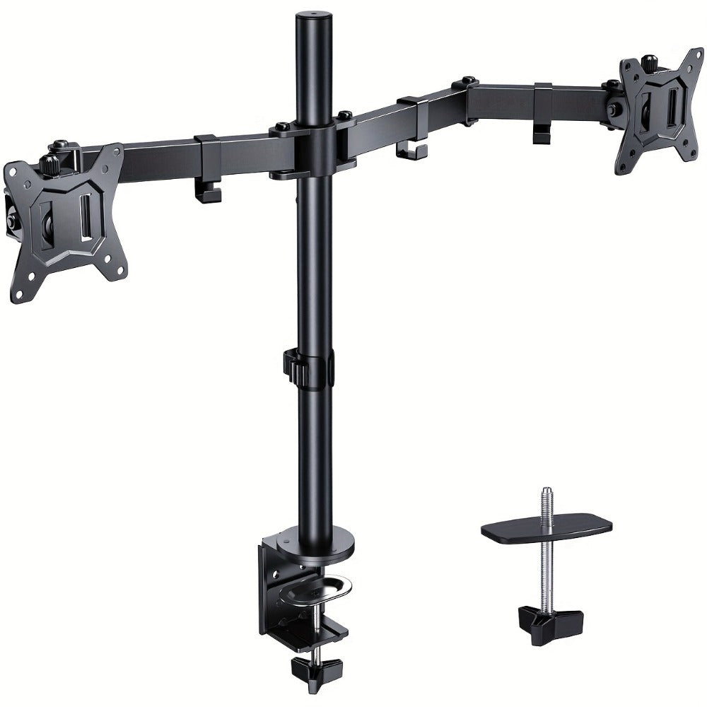 Single & Dual Monitor Mount for 13-32 Inch Screens, VESA Desk Mount Arm, 19.8 lbs Capacity, 16.3" Height Extension, ±45° Tilt ±90° Swivel, Heavy-Duty Steel C-Clamp & Grommet Base, Space-Saving Home Office Stand