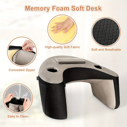 Reading Pillow with Armrests Bed Rest Pillow Back Support Cushion Side Pockets Cup Holder for Entryways, Bedrooms and Living Spaces