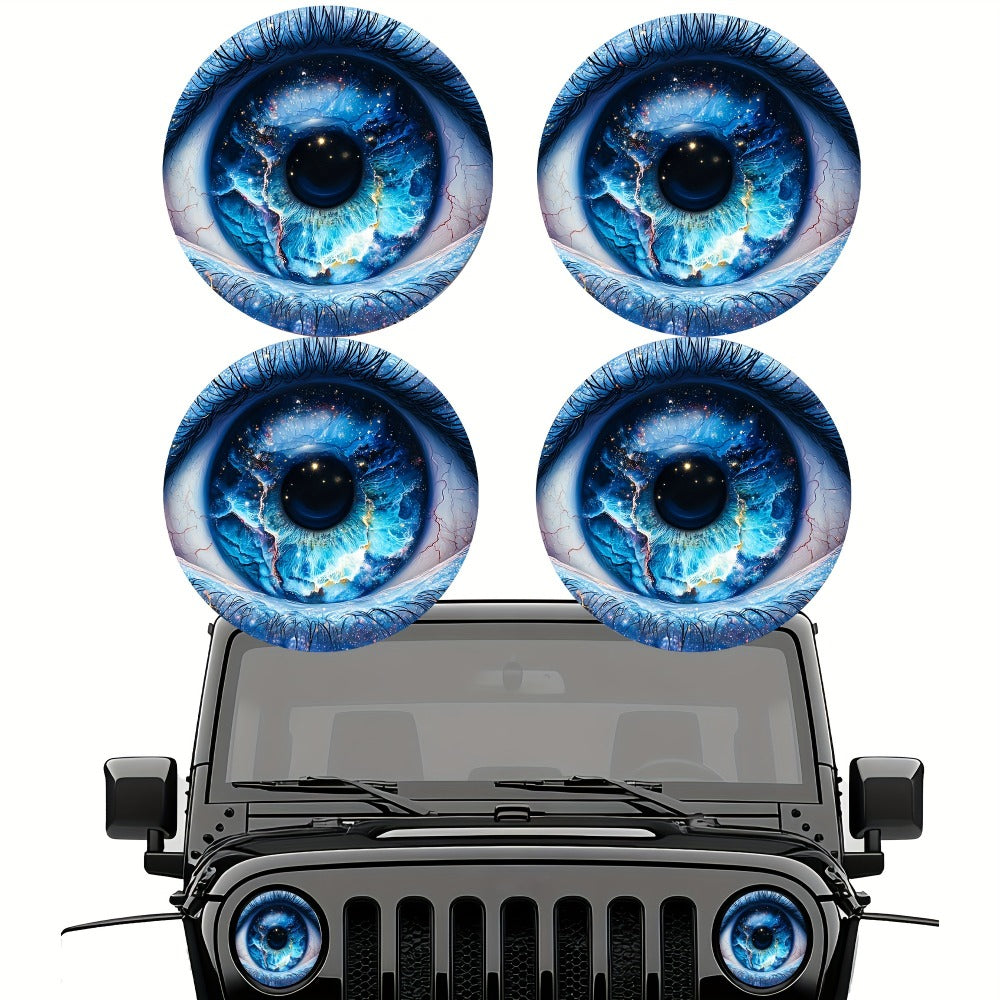 3D Beast Eye Headlight Stickers – Funny Car Headlight Decals for Jeep Round Headlights, Truck Body, Bumper & Window Decoration, Reusable PVC Glossy Stickers (1 or 2 Pairs)