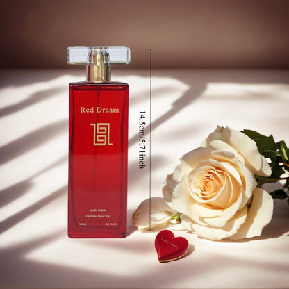 Women's Perfume Floral Eau de Parfum 3.4 oz in a Luxury Red Bottle with Golden Heart Accent