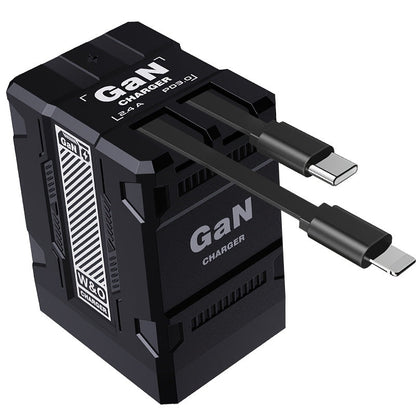 GaN Wall Charger 120W Fast with Retractable Built-In Cable & Foldable Plug – Compact Portable Travel USB-C Adapter for iPhone 17 16 15 14 Pro Max, Samsung Galaxy Ultra, Android Devices, 6 Colors
