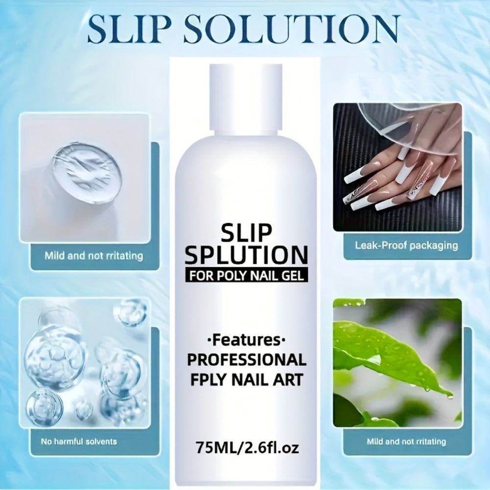 75 ml Poly Gel Slip Solution with Container for Nail Extension Gel Shaping and Home Manicure Use