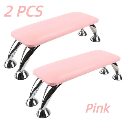 Curved Nail Salon Armrest with Metal-Look Legs in Pink, Black or White and Single- or Two-Piece Options
