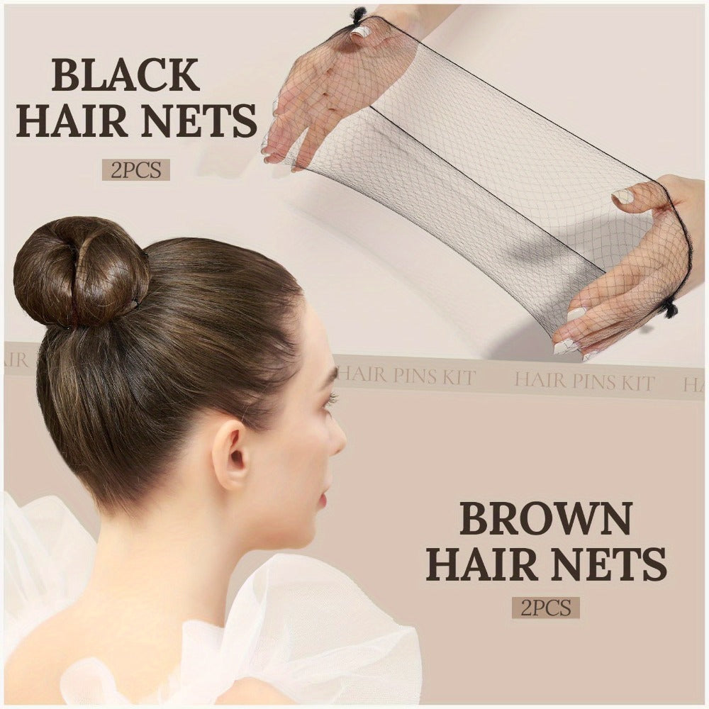 163pcs Hair Ties & Clips Set Dance Styling Kit with Hair Nets Bobby Pins Snap Clips Complete Hair Accessories for Girls Dance Competition Recital Performance