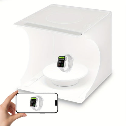 Photo Studio Lightbox Kit with 360 Motorized Turntable 6 Color Backdrops Foldable Fabric Tent USB Powered for Product Photography Smartphones DSLR Jewelry Cosmetics Ecommerce