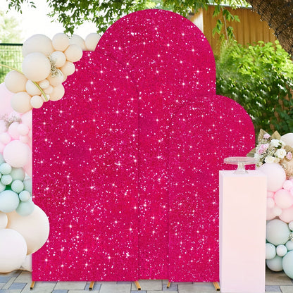 Three-Size Wedding Arch Cover Set for 4, 5 and 6-Foot Frames in Nine Metallic Sequin Color Options
