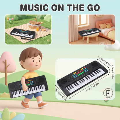 Kids Electronic Piano 37 Keys with Microphone, USB Powered Keyboard for Young Learners, Sing-Along Music Education Toy, Family Fun for Parents & Children, Birthday Celebration Musical Gift for Boys & Girls Ages 3+