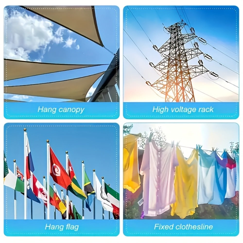 Coated Wire Clothesline with Locking Carabiners in 9-Meter or 15-Meter Checkout Lengths and End Hooks