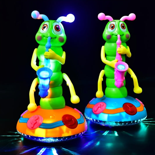 Caterpillar Saxophone Toy for Kids with LED Lights & Music - Electric Musical Instrument for Toddlers, Baby Sensory Play, Interactive Dancing Toy - Boys & Girls Birthday Christmas Gift