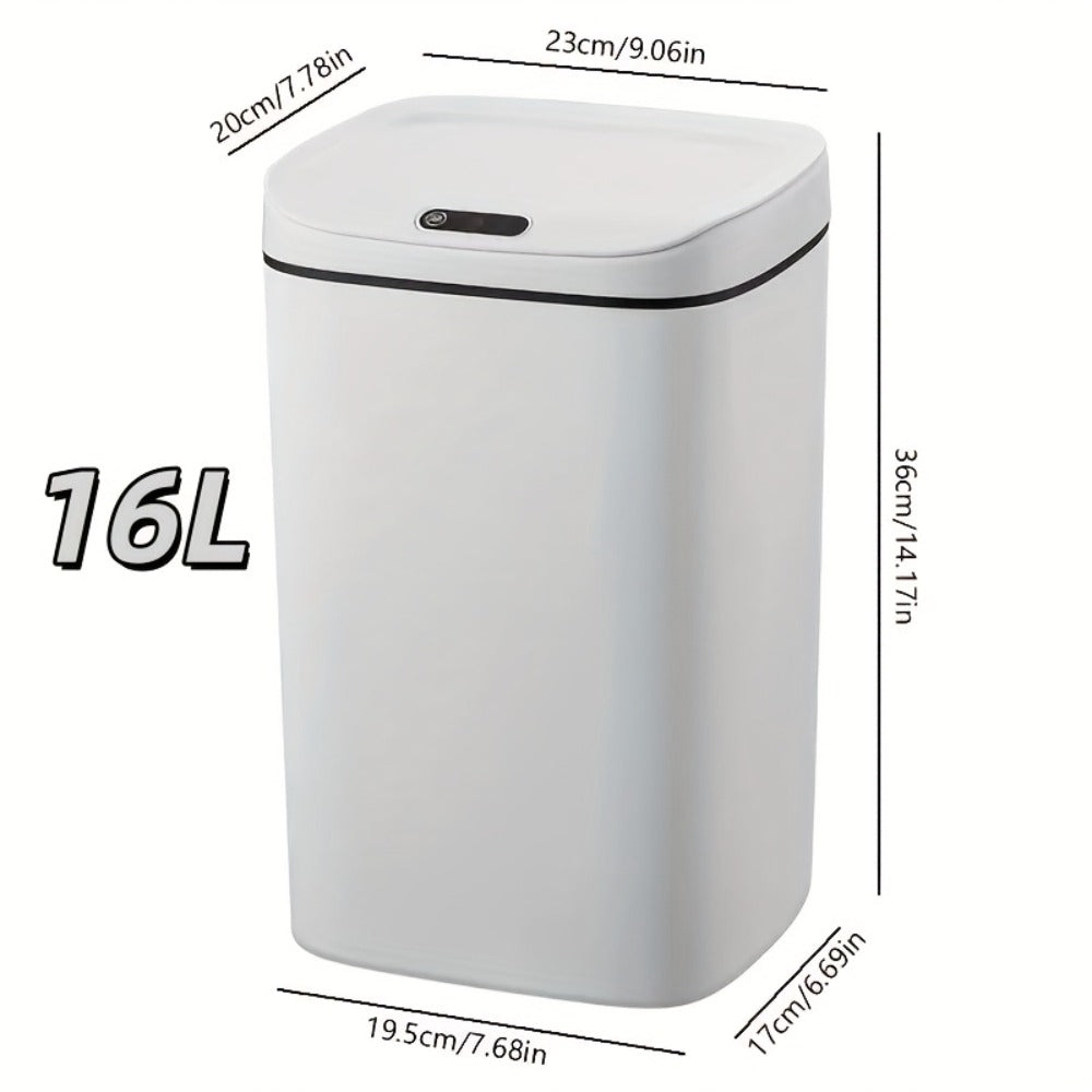 Motion-Activated Touchless Trash Can with Lid – Smart Sensor Waste Bin for Kitchen, Bathroom, Office & Home, Minimalist Rectangular Design, Battery Powered, 3-4 Gallon