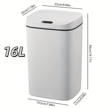 Motion-Activated Touchless Trash Can with Lid – Smart Sensor Waste Bin for Kitchen, Bathroom, Office & Home, Minimalist Rectangular Design, Battery Powered, 3-4 Gallon