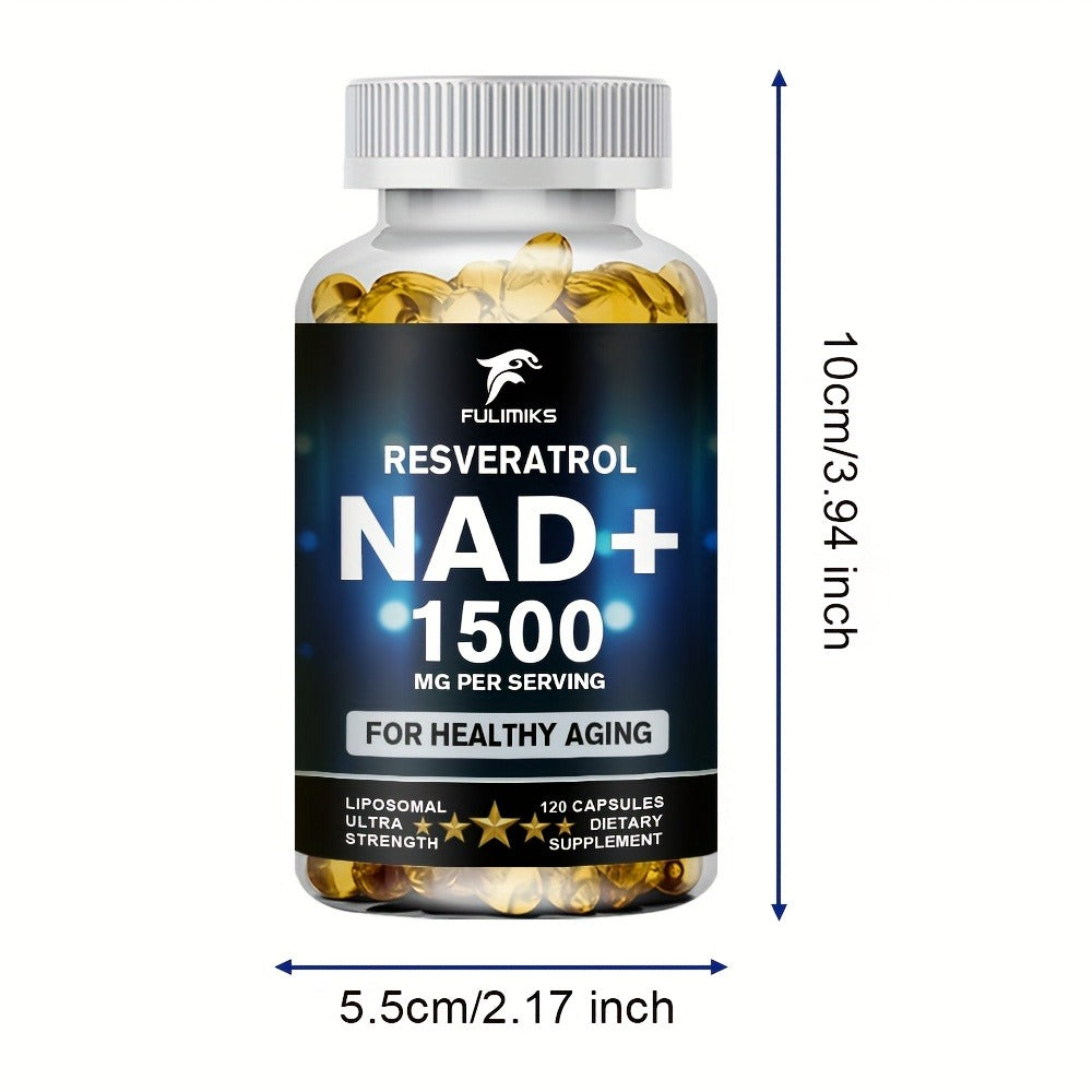 Dietary Supplement NAD+ Formula with Nicotinamide Riboside and Resveratrol Capsules, 120 Count