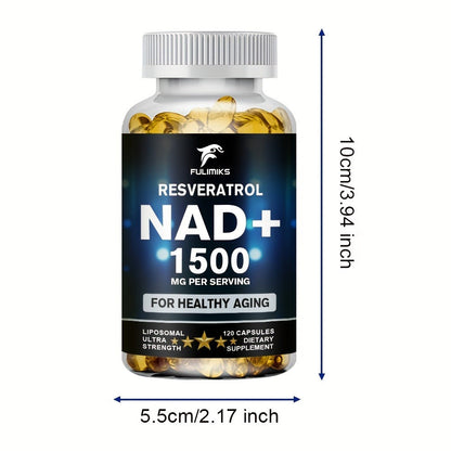 Dietary Supplement NAD+ Formula with Nicotinamide Riboside and Resveratrol Capsules, 120 Count