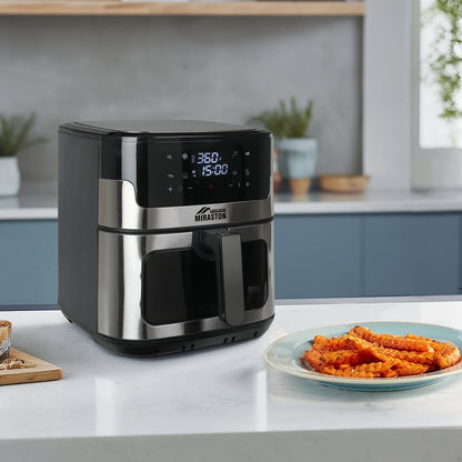 Miraston Air Fryer with Viewing Window, Eight Preset Icons and 3.6Qt or 8.5Qt Black Touchscreen Options