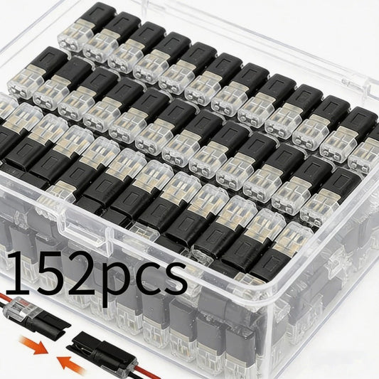 152Pcs LED Wire Connectors 2-Pin Quick-Connect Latches, Low-Voltage Plug-and-Play Cable Connectors Up to 36V, Compact Locking Latches for Lighting, Outdoor Wiring, Electricians & DIY Installers