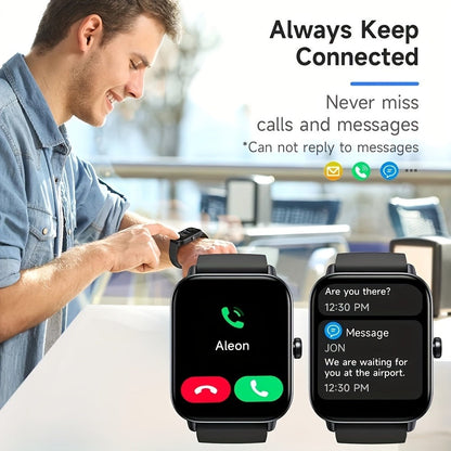 Couple's Set Smartwatch with Voice Assistant – Wireless Calling, Built-in Speaker, Music Control, Fitness Tracker – Matching His & Hers Gift Set Black Pink Silver – iPhone & Android Compatible