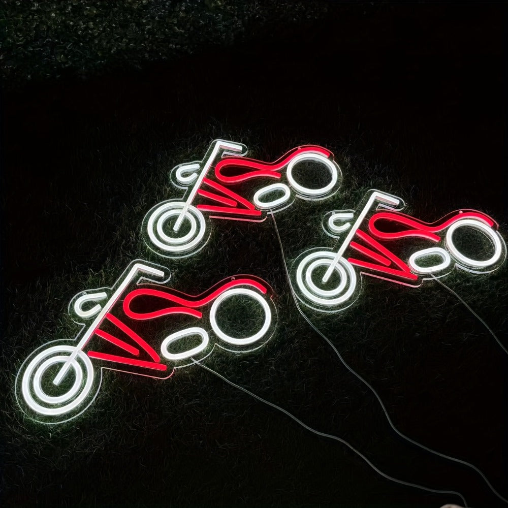 Motorcycle Neon Sign LED Wall Light USB Dimmable, Garage Decor Neon Light for Man Cave Car Room Repair Shop Workshop, Wall Mounted Logo Decoration Light 16.1" x 8.6"