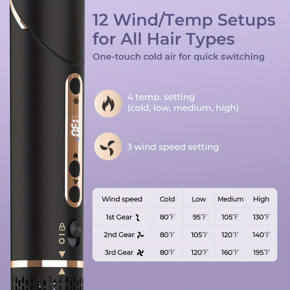 OUDIM 6-in-1 Hot Air Brush Hair Styling Tool with 110,000 RPM Motor, Foldable Handle and Storage Bag