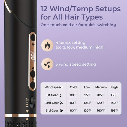OUDIM 6-in-1 Hot Air Brush Hair Styling Tool with 110,000 RPM Motor, Foldable Handle and Storage Bag
