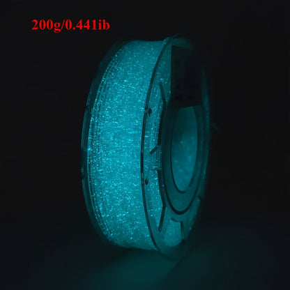 Glow in the Dark PLA Filament 1.75mm 200g UV Reactive Soft Flexible High Precision ±0.02mm Green Blue Luminescent Spool Compatible with Most FDM 3D Printers Creality Bambu Prusa