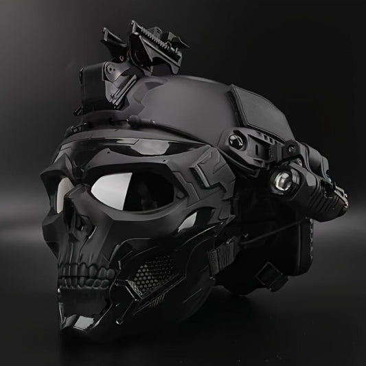 Costume Accessories Tactical Helmet and Skull Mask Set with ABS Shell, Adjustable Dial and Black Finish