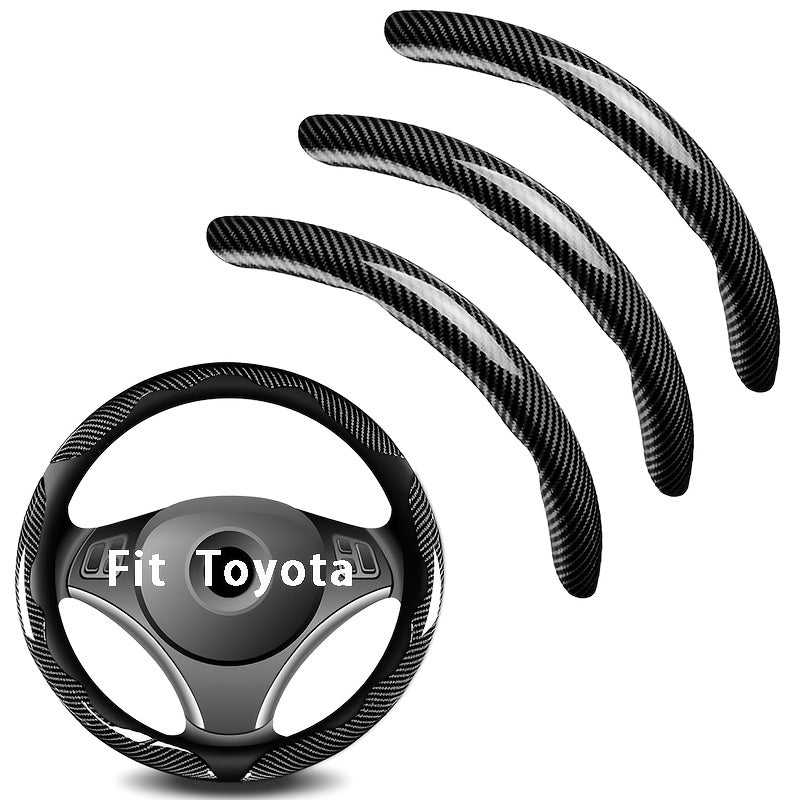 Steering Wheel Cover Carbon Fiber 3Pcs – Anti-Slip Scratch-Resistant Protector for Toyota RAV4, Camry, Corolla, Highlander, Tacoma, Tundra, 4Runner & Sequoia | Black & Red