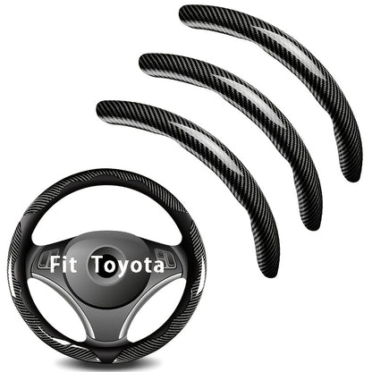 Steering Wheel Cover Carbon Fiber 3Pcs – Anti-Slip Scratch-Resistant Protector for Toyota RAV4, Camry, Corolla, Highlander, Tacoma, Tundra, 4Runner & Sequoia | Black & Red