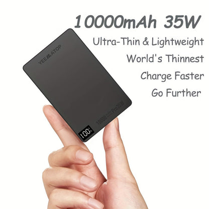 10000mAh Thin Magnetic Power Bank with 35W USB-C and 30W USB-A Port Markings in Four Colors