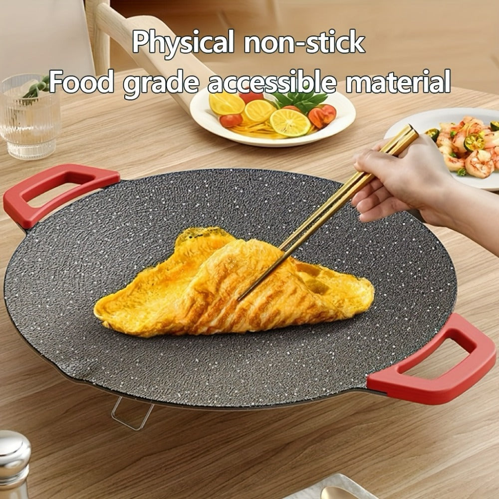 Electric Griddle Maifan Stone Non-Stick Coating 5-Speed Temperature Control - Indoor Electric Baking Pan with Red Handle, Easy Clean, for Pancakes Eggs Steak BBQ - 18"/19"/Square 26.9"