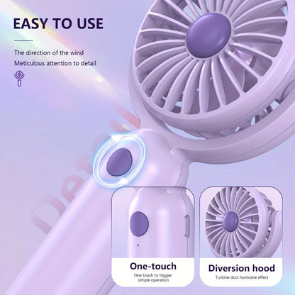 Mini Handheld Fan Set with Pivoting Heads, Three Speeds, USB-C Charging and 3- or 6-Piece Color Packs