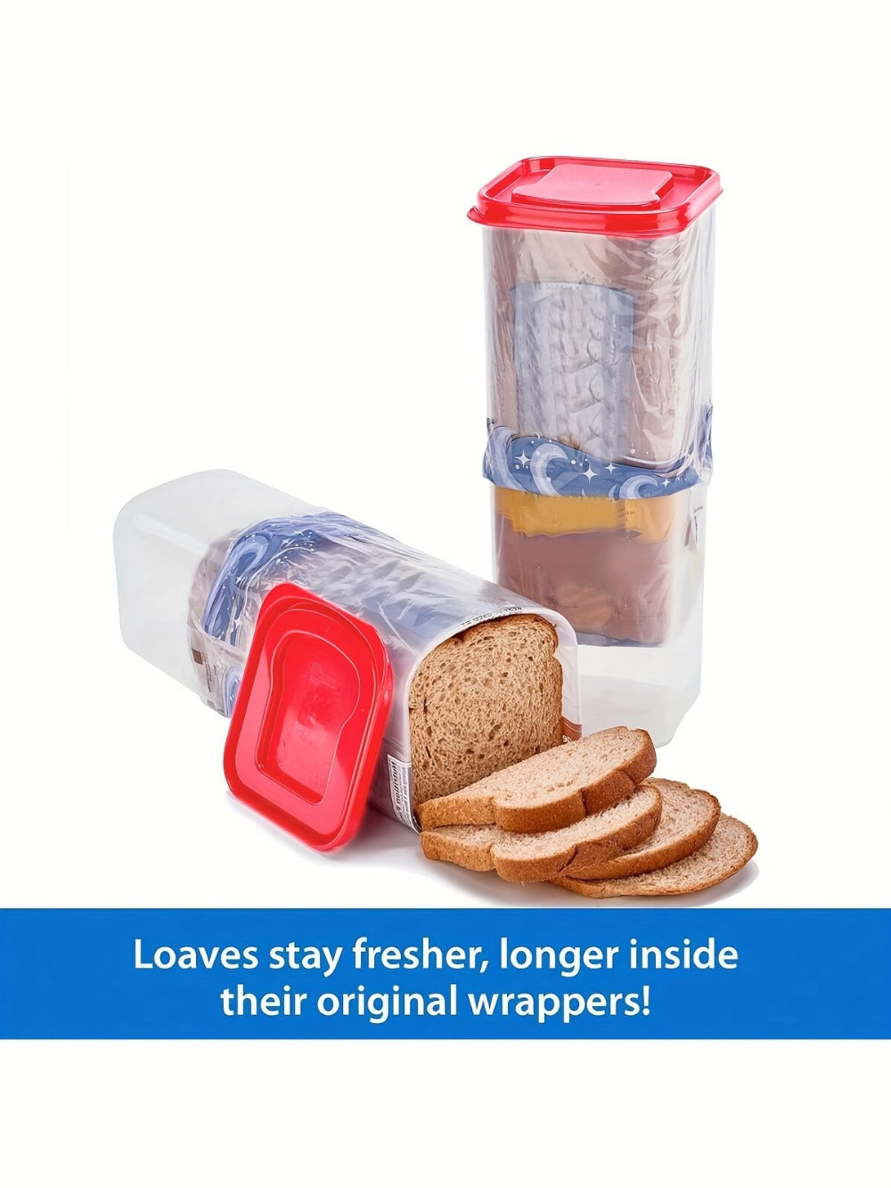 Food Storage Container Bread Box with Clear Rectangular Body, Flip-Top Lid and Red or Black Selection