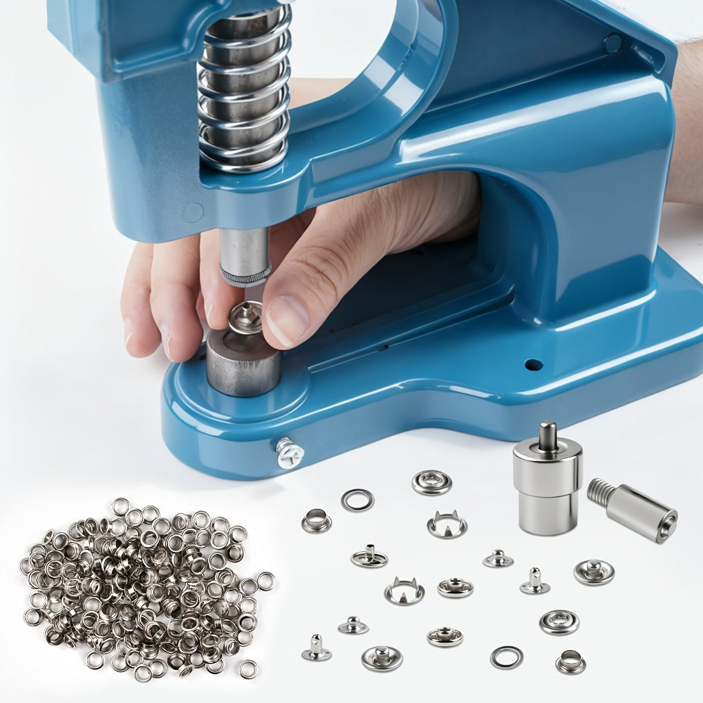 Grommet Machine Kit Heavy Duty Eyelet Punch Tool Set – 3 Setting Dies 3 Punching Dies 6mm 10mm 12mm Hand Press with 3000 Silver & Gold Grommets for Fabric Leather Canvas Tarp Crafts