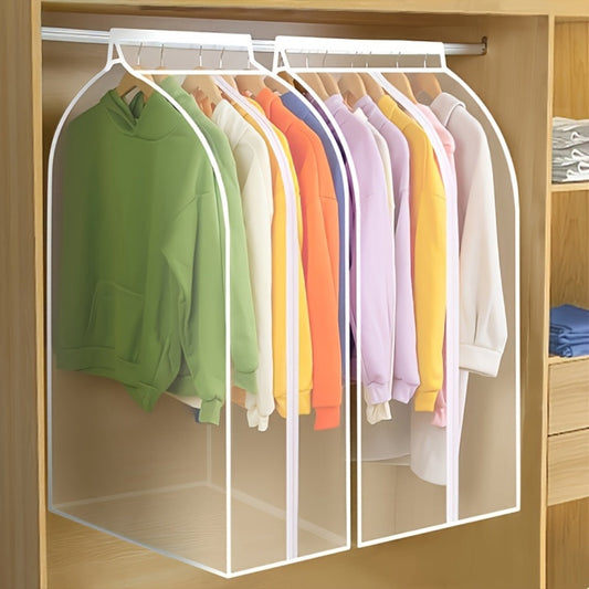 Garment Bag Transparent Hanging Clothes Dust Cover with Zipper, Thickened Waterproof & Washable Storage Bag for Coats, Dresses & Suits — Clear Closet Organizer, Multiple Sizes