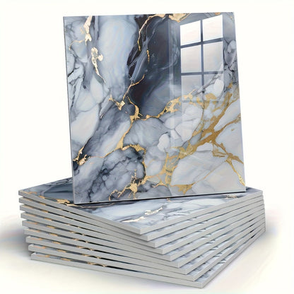 11.81-Inch Square Marble-Pattern Peel-and-Stick Wall Tiles in 50- or 100-Piece Design Options