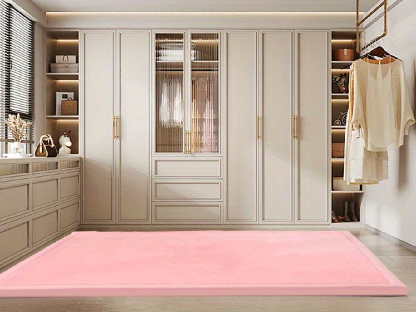 Padded Tatami-Style Area Rug in Six Solid Colors with 50-Inch Square to 79 x 118-Inch Sizes