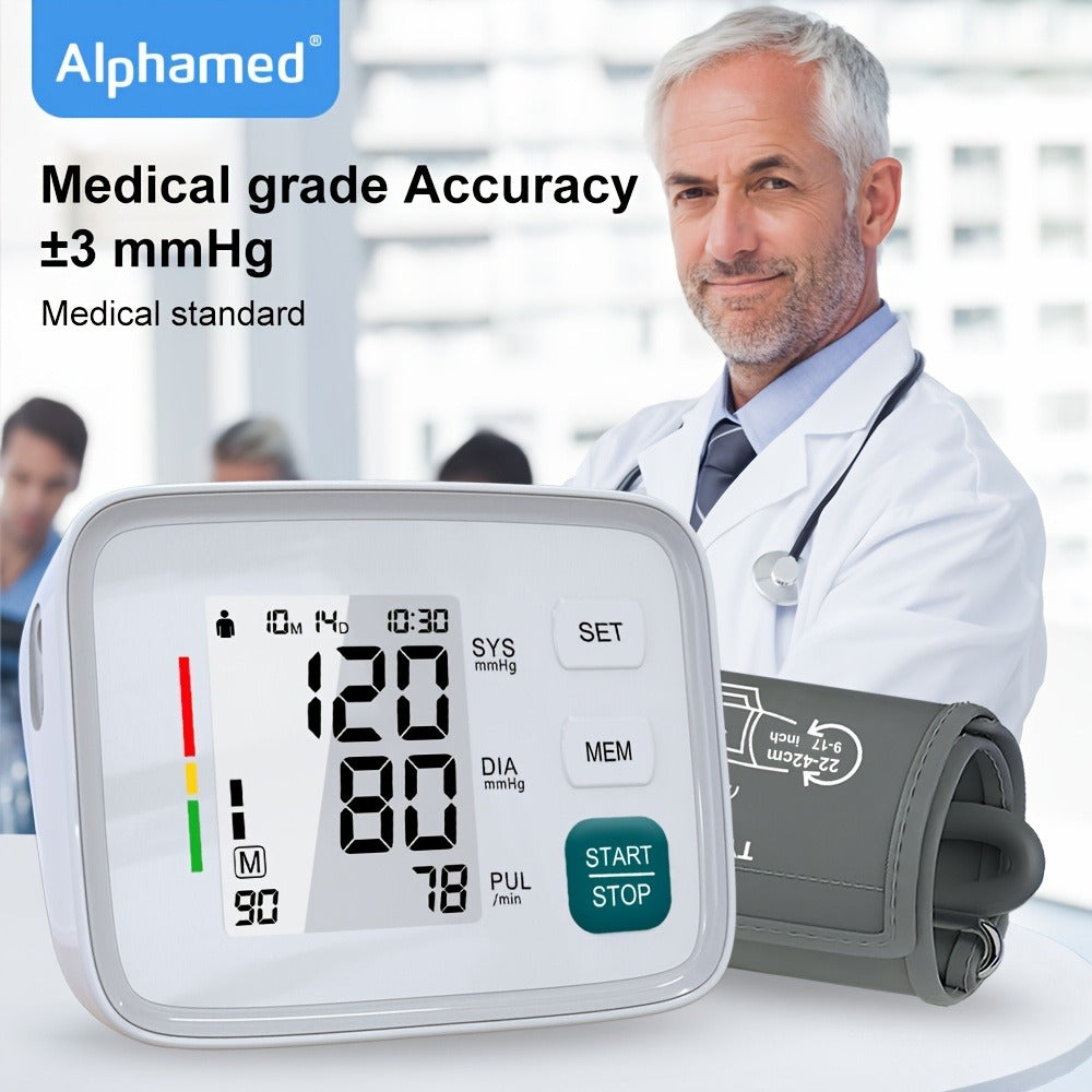 Blood Pressure Monitor by ALPHAMED U80E, Upper-Arm Digital Device with Large Display and 2 x 90 Memory